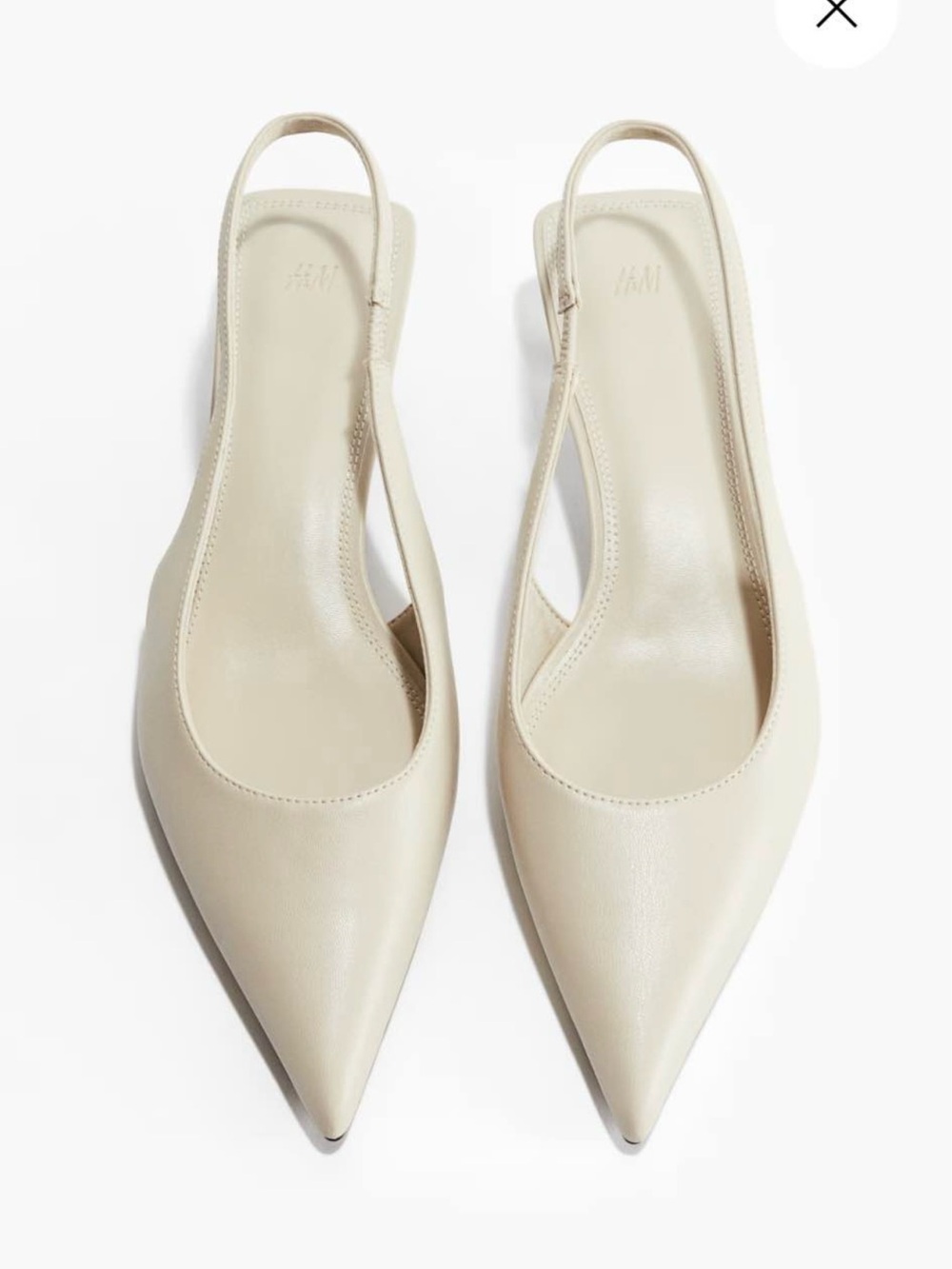H&M Light Beige Pointed Toe Kitten Heel Slingbacks 7